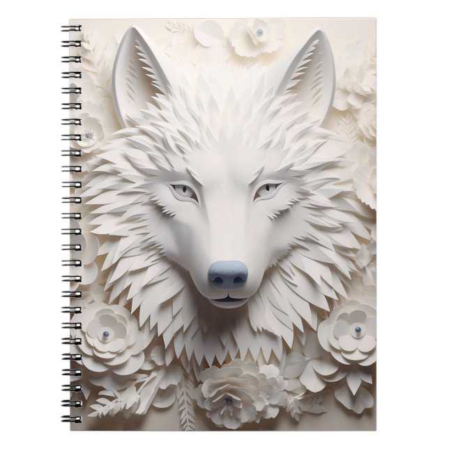 Carnet Visage de loup blanc 3D (Devant)
