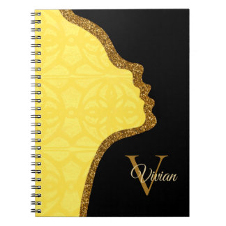 Carnet Visage de Parties scintillant Jaune Noir Et Or