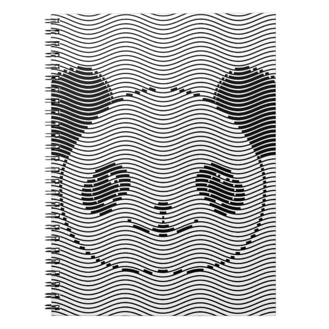 Carnet Visage d'ours panda sur motif de vague (Devant)