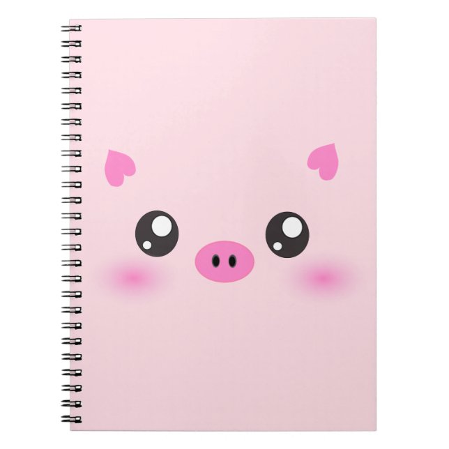 Carnet Visage mignon de porc - minimalisme de kawaii (Devant)