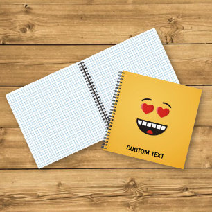Carnet Visage souriant aux yeux en forme de cœur