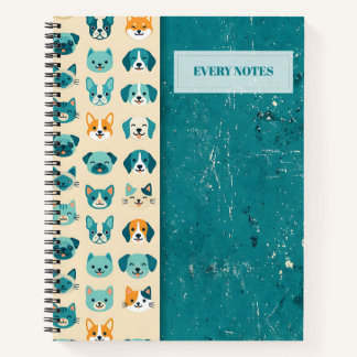 Carnet Visages d'Animaux Séparation Verticale – Turquoise