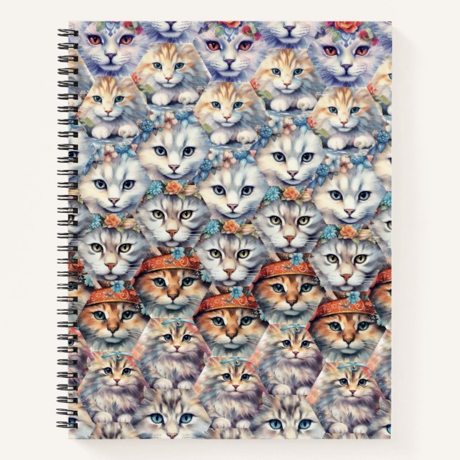 Carnet Visages de chat Motif Hexagone (Devant)