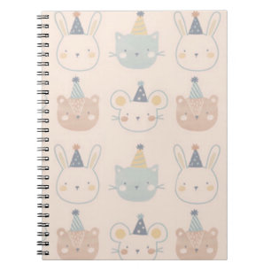 Carnet Visages de Chats Lapins et Ours Mignons Motif Past