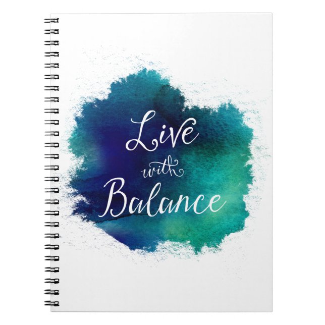 Carnet Vivez avec la typographie par script d'équilibrage (Devant)