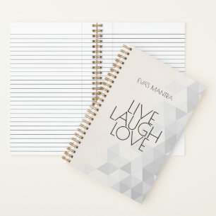 Carnet VIVRE RIRE AMOUR Citer gris Tan personnalisé Moder