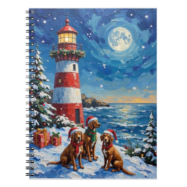 Carnet Vizsla Christmas Lighthouse Holiday (Devant)