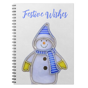 Carnet Vœux de fête. Dessin de bonhomme de neige