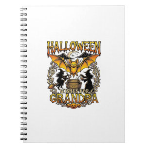 Carnet Vœux Halloween Grand-Père Chauve-Souris Chaudron d