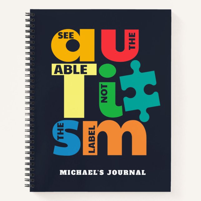 Carnet Voir la Sensibilisation sur l'autisme Able Not Éti (Devant)