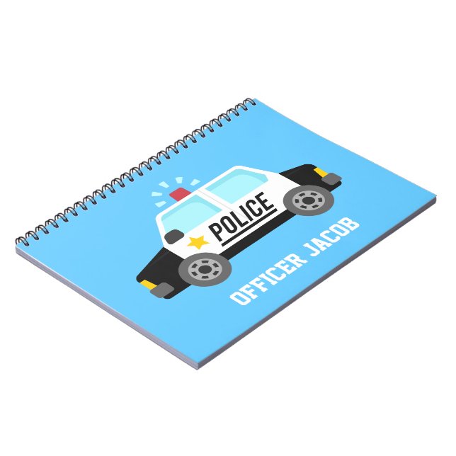 Carnet Voiture de police avec Siren Officier Enfant Perso (Côté gauche)