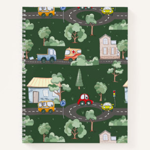 Carnet Voitures mignonnes en ville motif pour petits garç