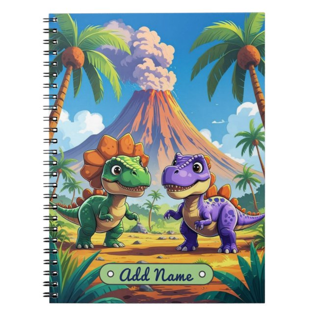 Carnet Volcano Cute Dinosaur - Nom modifiable (Devant)