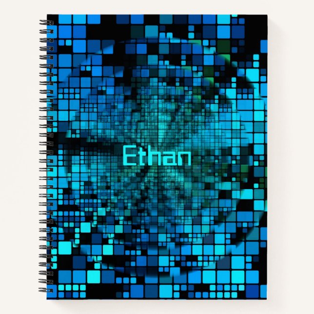 Carnet Vortex matriciel bleu | Personnalisé (Devant)