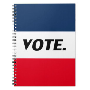 Carnet Voter rouge blanc rayures bleu typographie moderne