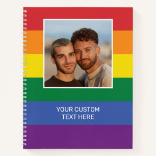 Carnet VOTRE drapeau arc-en-ciel photo et texte personnal