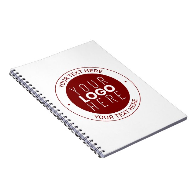 Carnet Votre logo et texte personnalisable | Rouge profon (Côté Droit)
