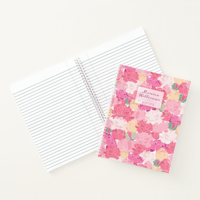 Carnet Votre nom | Peonies aquarelles (Intérieur)