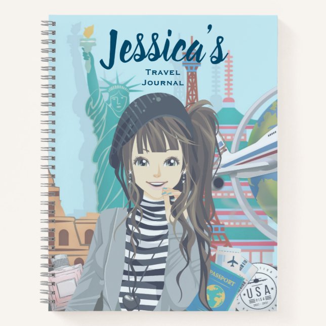 Carnet Voyage dans le monde des filles mignonnes Illustré (Devant)