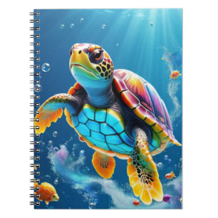 Carnet Voyage de tortue à travers un océan de gelée étinc