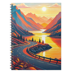 Carnet Voyage pittoresque sur route sinueuse, couchers de