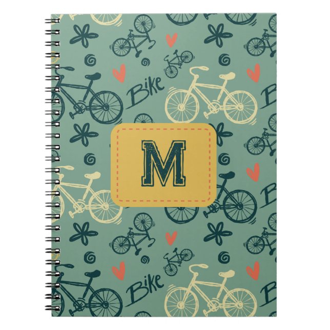 Carnet Voyons à vélo vert moderne Motif (Devant)