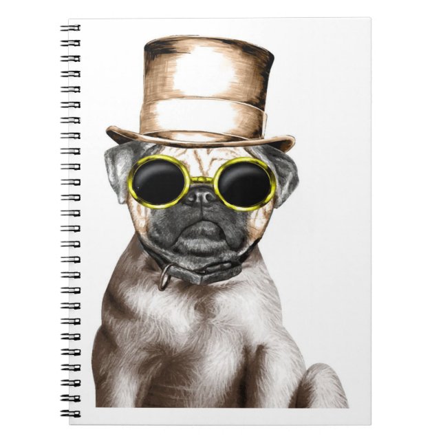 Carnet Vraiment Mignonne Carlin À Vapeur Avec Lunettes (Devant)
