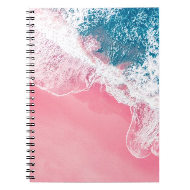 Carnet Vue aérienne d'une plage de sable rose en Nouvelle (Devant)