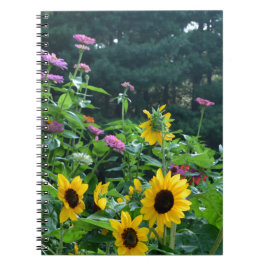 Carnet Vue jardin- tournesol, marguerites, cosmos