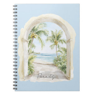 Carnet Vue océanique paradisiaque palmiers tropicaux