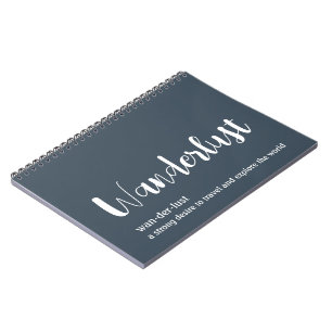 Carnet Wanderlust définition blanc gris bleu couleur