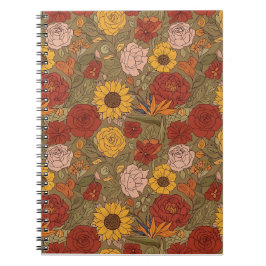 Carnet Warm Floral Patterned Notebook