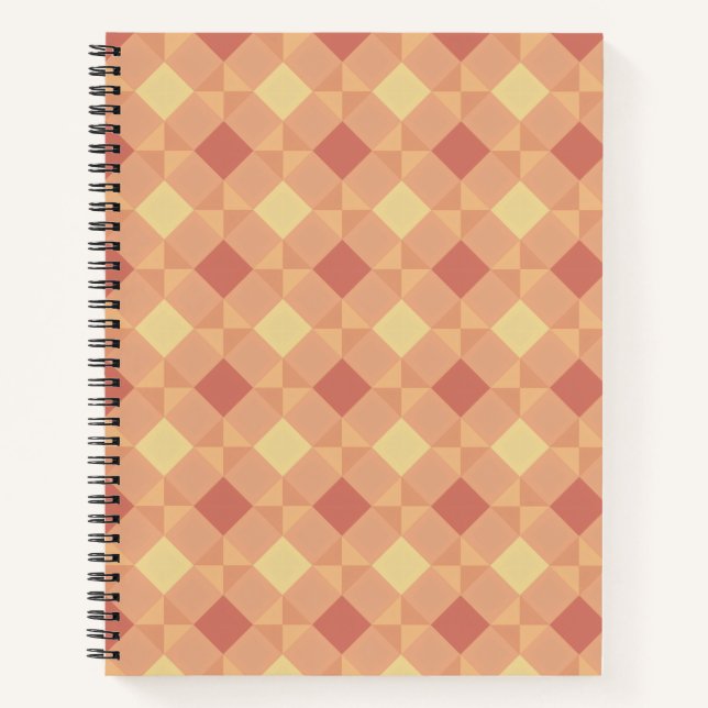 Carnet Warm Geometric Diamond Pattern in Peach & Terracot (Devant)