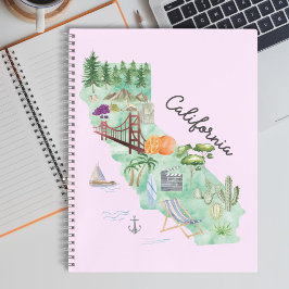 Carnet Watercolor California State Art Plan Travel Journa