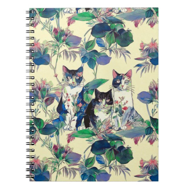 Carnet Watercolor Cats in a Garden (Devant)