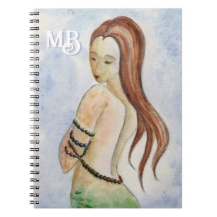 Carnet Watercolor Mermaid Monogram Spiral Notebook