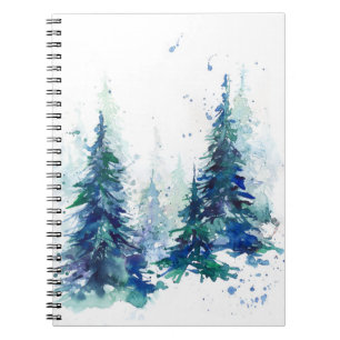 Carnet Watercolor winter forest Christmas tree