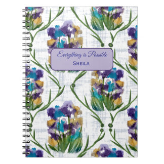Carnet Watercolour Iris Floral Wreath Notebook
