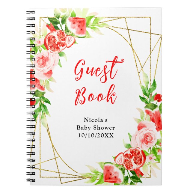 Carnet Watermelon and Pomegranate Baby Shower Guest Book (Devant)
