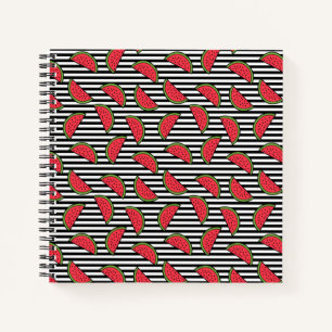 Carnet Watermelon sur Motif Black & White Stripes