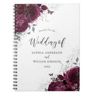 Carnet Wedding planner argenté Rose de Bourgogne