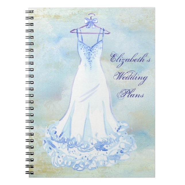 Carnet Wedding planner blanc d'aquarelle de robe (Devant)