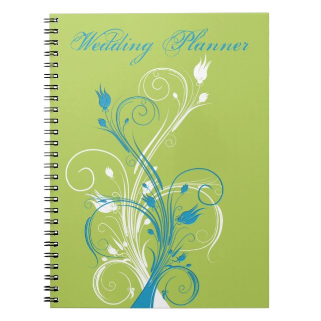 Carnet Wedding planner bleu vert blanc (Devant)