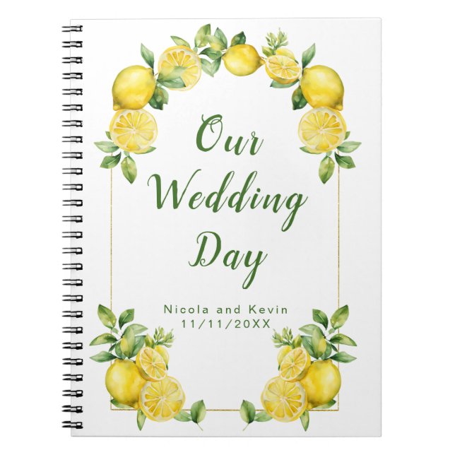 Carnet Wedding planner de cadre vert citron italien (Devant)