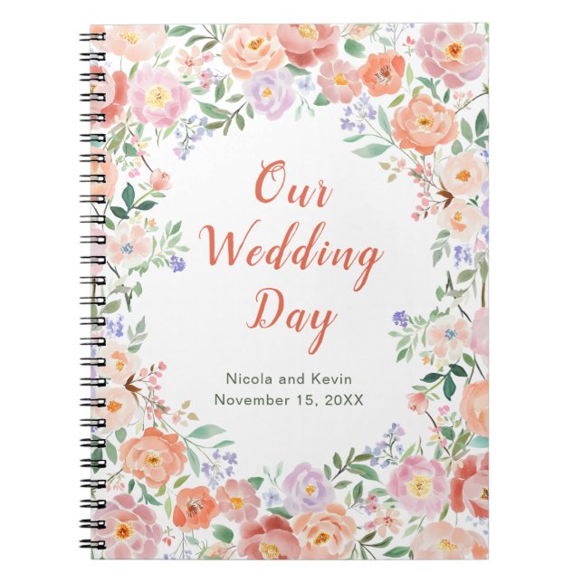 Carnet Wedding planner de fleurs printanières (Devant)