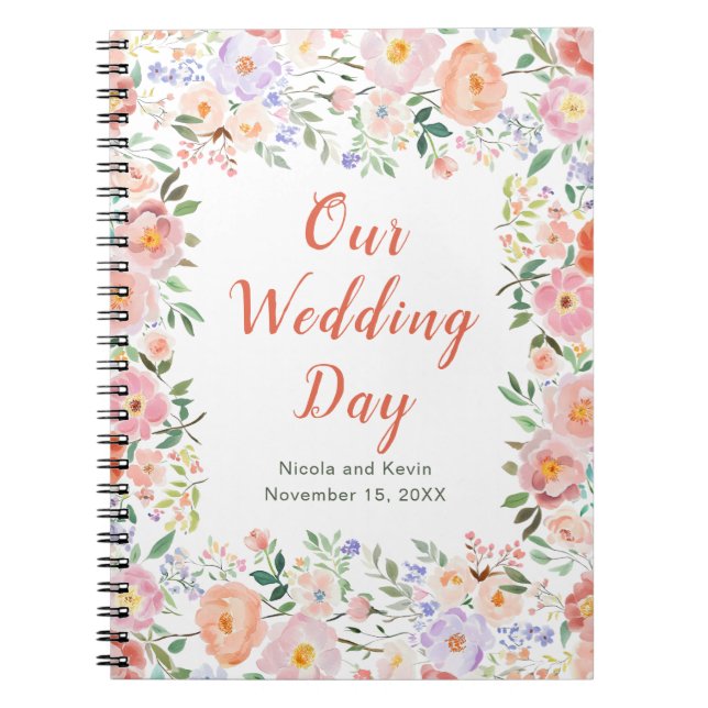 Carnet Wedding planner de fleurs printanières (Devant)