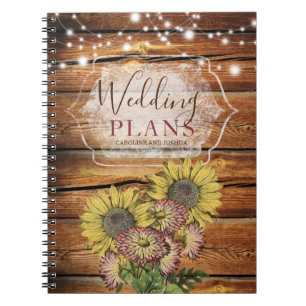 Carnet Wedding planner de tournesol Rustique