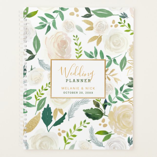 Carnet Wedding planner or blanc chic (Devant)