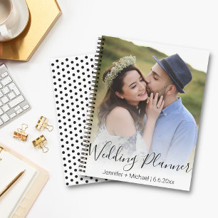 Carnet wedding planner photo d'écriture moderne