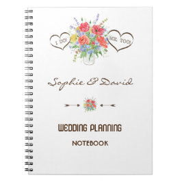 Carnet Wedding planner Rustique Aquarelle Fleurs sauvages